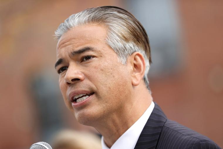 California Attorney General Rob Bonta, shown speaking during a news conference outside of an Amazon distribution facility on Nov.15, 2021, in San Francisco, in 2023 launched a lawsuit against a group of pregnancy centers to stop them from promoting abortion-pill-reversal treatments.