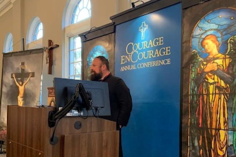Father Colin Blatchford, the current associate director of Courage International, speaks at the 2024 annual conference.