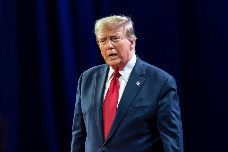 Donald Trump arrives on stage during the CPAC Conference 2024 at Gaylord National Resort Convention Center in Maryland on Feb. 24.