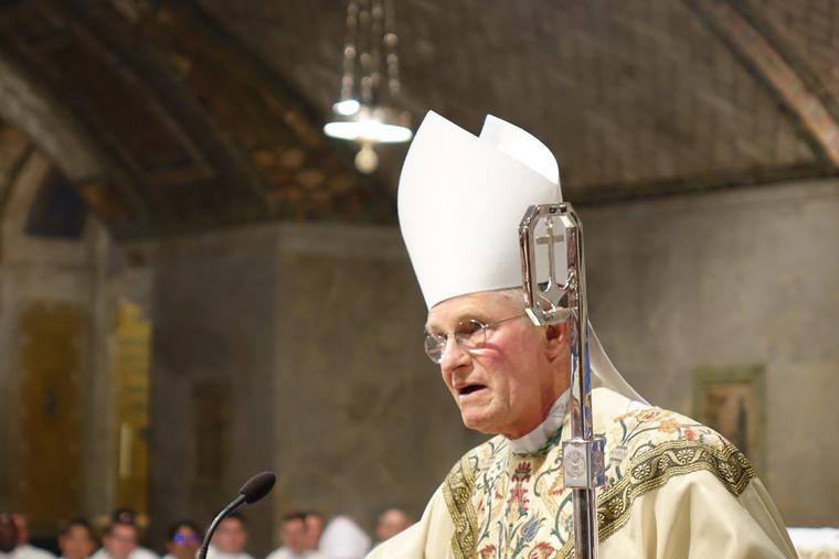 Archbishop Timothy Broglio speaks of Father Vincent Capodanno’s courage and faith during his homily at a memorial Mass on Sept. 4.