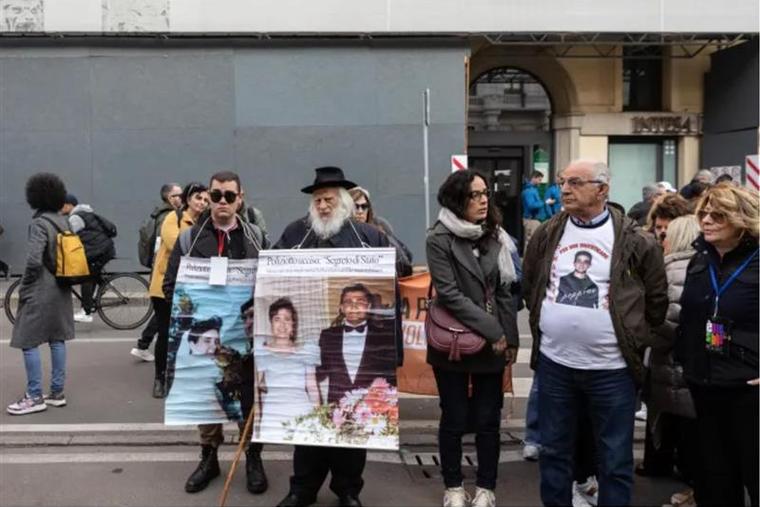 Family members of mafia victims take part in a demonstration organized by Libera on the occasion of the National Day of Remembrance and Commitment to Remembering the Victims of the Mafia on March 21, 2023, in Milan, Italy.