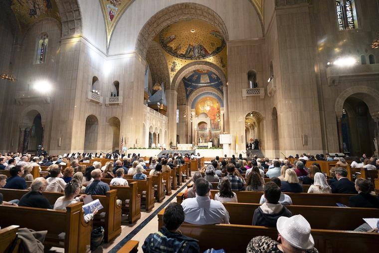 Catholic faithful attend the inaugural Dominican Rosary Pilgrimage Sept. 30, 2023, at the Basilica of the National Shrine of the Immaculate Conception in Washington, D.C.