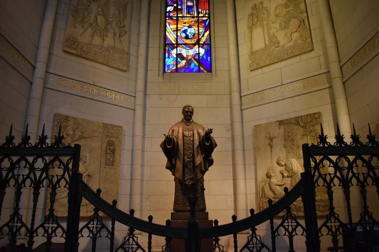 Sculpture of St. Josemaría Escrivá, founder of Opus Dei, in the interior of Almudena Cathedral in Madrid