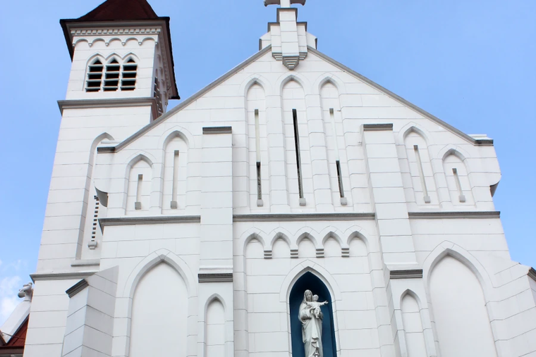 The Cathedral of the Blessed Virgin Mary in Bogor, West Java, Indonesia, was built in 1905.