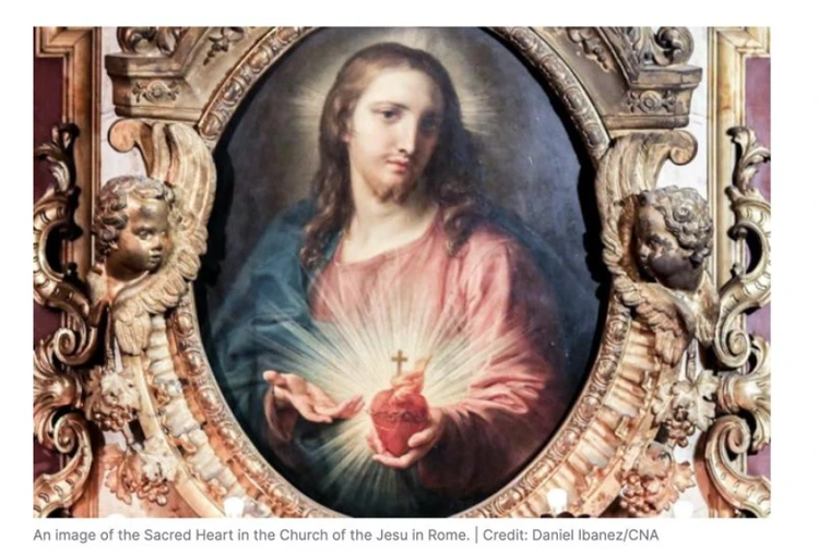 Painting of the Sacred Heart found in Rome’s Church of the Gesù, the mother church of the Society of Jesus, more commonly known as the Jesuits. On Oct. 24, 2024, Pope Francis released a new encyclical, “Dilexit Nos” (“He Loved Us”), in which he calls on Catholics to rediscover the love and compassion found in the heart of Jesus Christ.