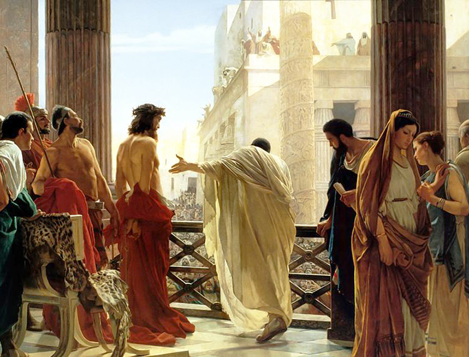 John 18:37-38: “So Pilate said to him, ‘Then you are a king?’ Jesus answered, ‘You say I am a king. For this I was born and for this I came into the world, to testify to the truth. Everyone who belongs to the truth listens to my voice.’ Pilate said to him, ‘What is truth?’”