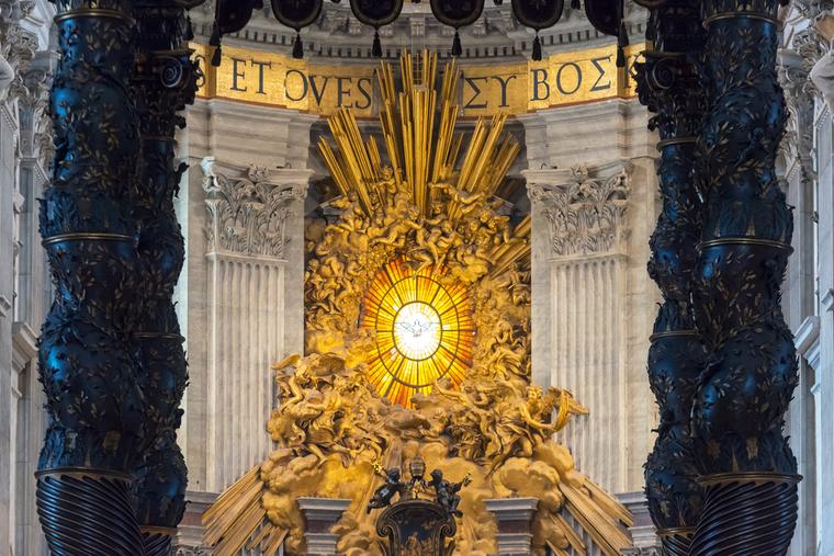 Close-up of St. Peter's altar inside St Peter's Basilica in Vatican City.