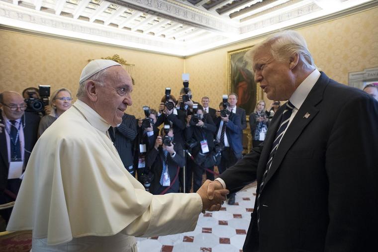 Pope Francis meets with President Donald Trump in the Vatican’s Apostolic Palace May 24, 2017.