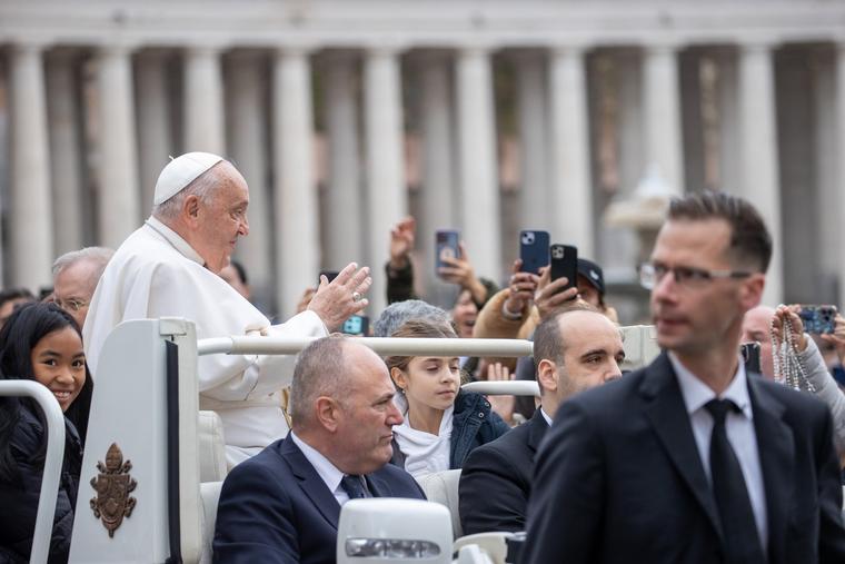 Pope Francis during the weekly general audience this morning at St.Peter's Square on Nov. 20, 2024.