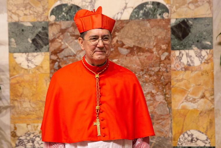 Cardinal Miguel Ángel Ayuso Guixot poses after the Ordinary Public Consistory for the Creation of New Cardinals during visits with the public at the Vatican, Oct. 5, 2019.