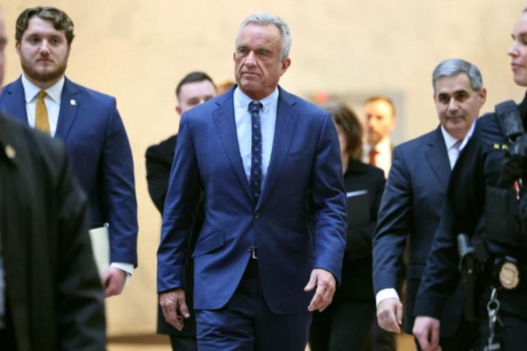 Robert F. Kennedy Jr., President-elect Donald Trump's nominee to be secretary of the Department of Health and Human Services, arrives for meetings at the Hart Senate Office Building on Capitol Hill on Dec. 16, 2024, in Washington.