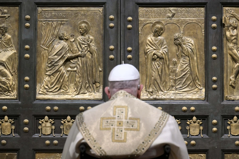 Pope Francis opened the Holy Door of St. Peter’s Basilica before Mass on Christmas Eve, Dec. 24, 2024, officially launching the Jubilee Year 2025.