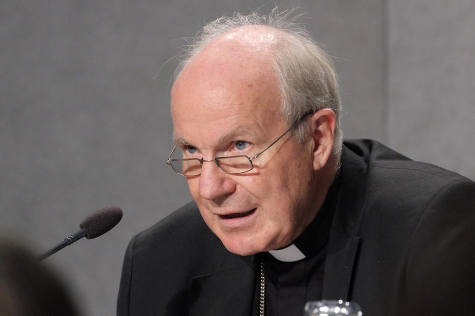 Cardinal Christoph Schönborn of Vienna speaking to reporters at the Vatican, Oct. 21, 2019.