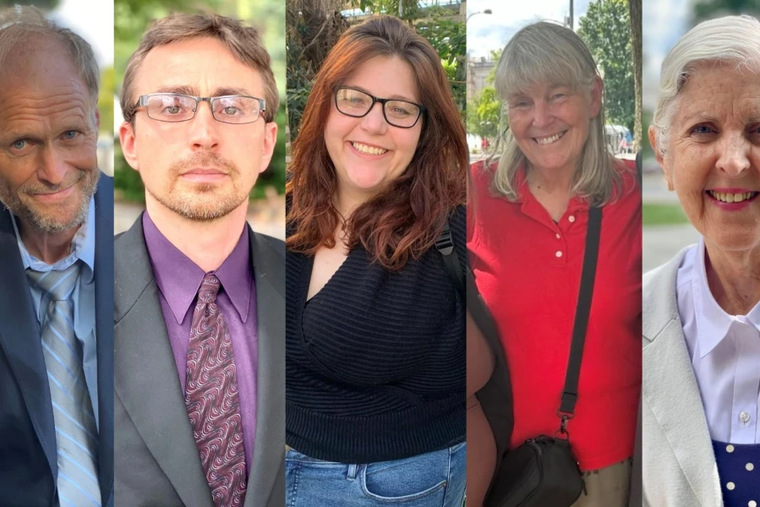 From left: John Hinshaw, Jonathan Darnel, Lauren Handy, Joan Bell, and Jean Marshall are among the pro-life activists who are still in prison or awaiting prison sentences on federal charges brought by President Joe Biden’s Department of Justice for protests at abortion clinics — but President-elect Donald Trump has signaled he will likely grant them presidential pardons.
