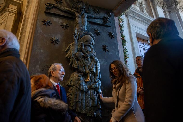 The faithful pass through the Holy Door of St. John Lateran on Dec. 29, 2024, in Rome.