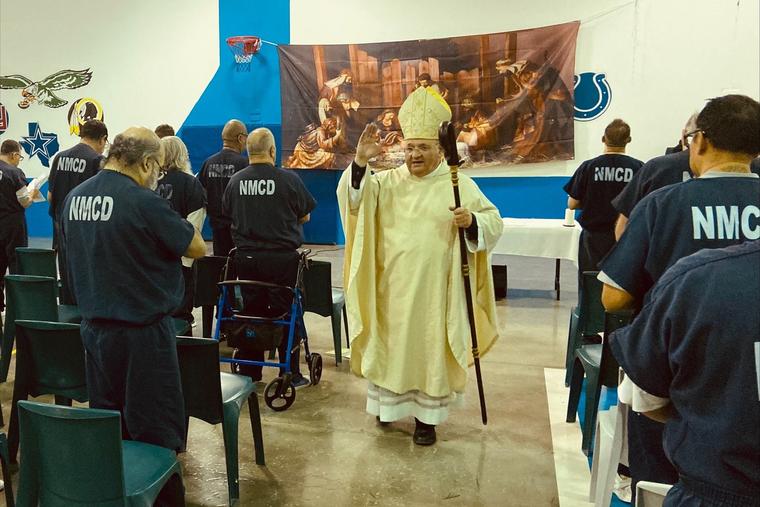 Las Cruces Bishop Peter Baldacchino visits the jail in Otero, New Mexico, on Christmas Day 2024.