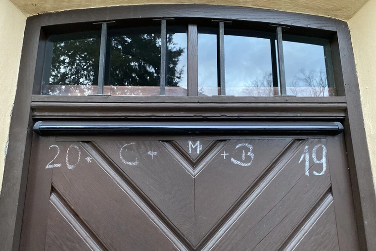 A chalk home blessing from the feast of the Epiphany 2019. The same formula is used, but with 2025.