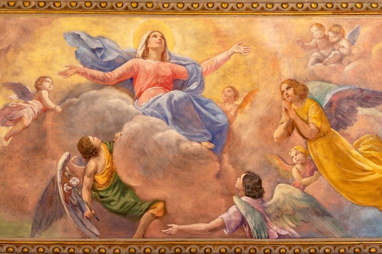 Fresco of the Assumption of Virgin Mary in the Church Chiesa di Sant Antonio by C. Secchi.