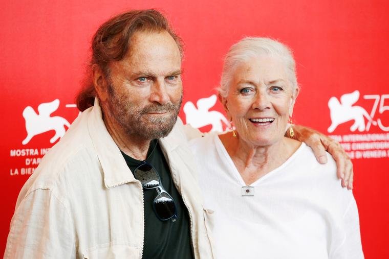 Film actor Franco Nero and his wife, Vanessa Redgrave, pose for the Lifetime Achievement Awards during the 75th Venice Film Festival on August 29, 2018 in Venice, Italy.