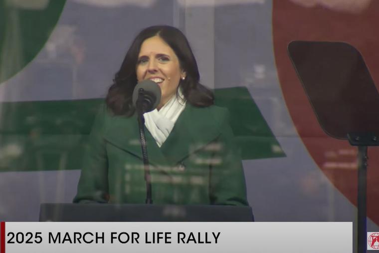 Jennie Bradley Lichter addresses the pro-life crowd on Jan. 24, 2025.