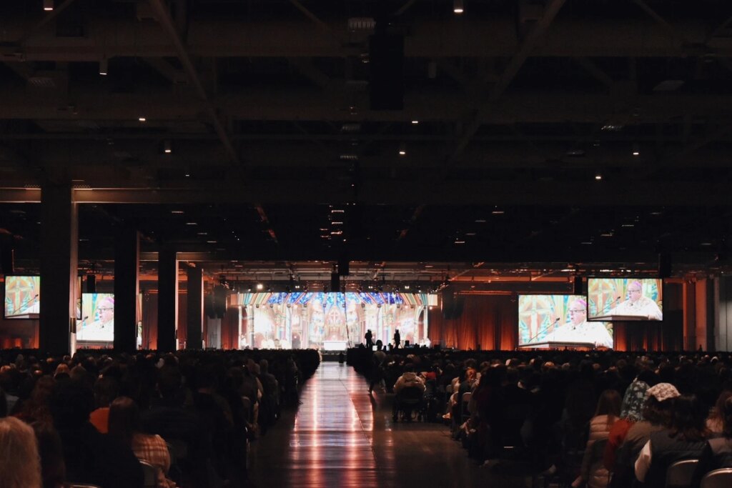 At SEEK25 in Salt Lake City, Bishop Michael Olson of the diocese of Fort Worth, Texas, gives the homily for the closing Mass on Jan. 5, 2025 at Salt Palace Convention Center. Credit: Kate Quiñones/CNA.