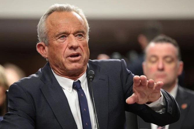Robert F. Kennedy Jr., President Donald Trump’s nominee for secretary of the Department of Health and Human Services, testifies during his Senate Finance Committee confirmation hearing at the Dirksen Senate Office Building on Jan. 29, 2025, in Washington, D.C.