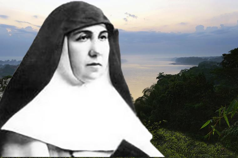 Photo: Blessed Ascensión Nicol y Goñi between 1920 and 1930. Background: The Madre de Dios River in Puerto Maldonado, Peru.