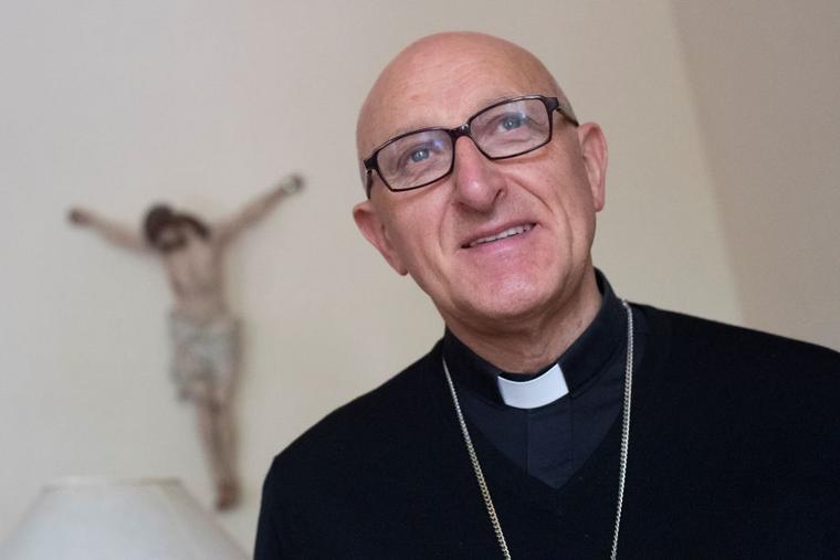 Frejus-Toulon Bishop Dominique Rey poses during a photo session in La Farlede, southeastern France, on October 4, 2017.