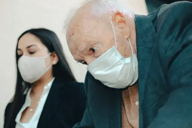 Former cardinal Theodore McCarrick arrives at Massachusetts’ Dedham District Courthouse for his arraignment, Sept. 3, 2021.