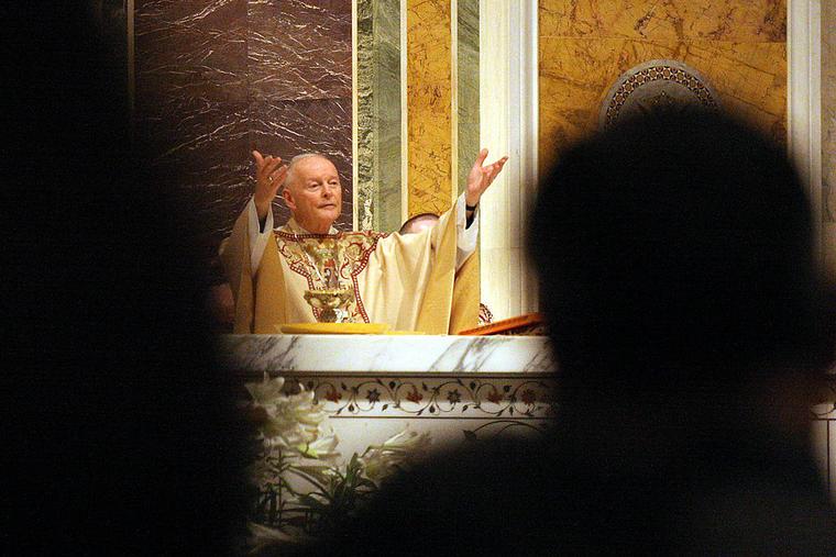 Cardinal Theodore E. McCarrick Archbishop of Washington, speaks to parishioners at the Cathedral of Saint Matthew the Apostle in Washington, D.C. on April, 3, 2005.
