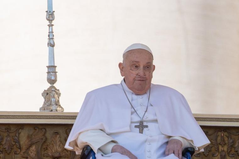 Pope Francis makes an appearance at the Jubilee of the Sick on April 6, 2025.