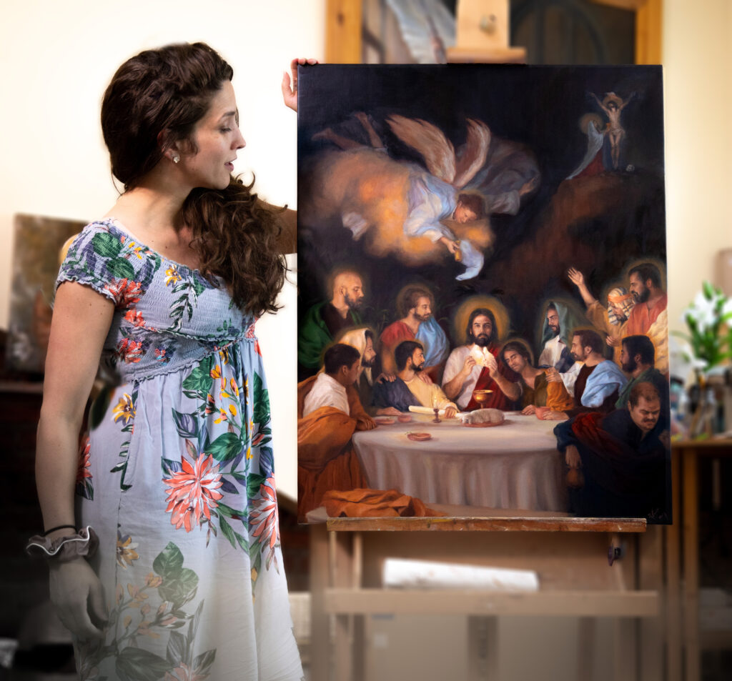 Kate Capato with her work