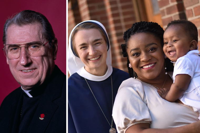 Lto R: Cardinal O’Connor and the fruits of the good work of the Sisters of Life