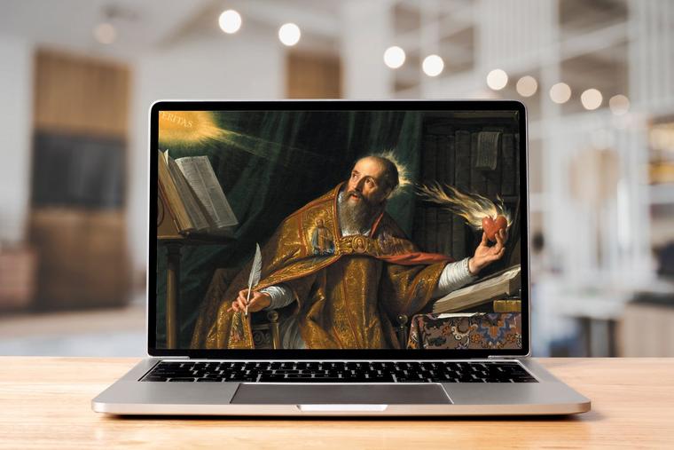 Philippe de Champaigne’s “St. Augustine” seen on a laptop screen