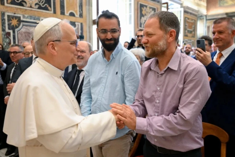 Pope Leo XIV welcomes representatives of various peace movements to the Vatican on May 30, 2025.