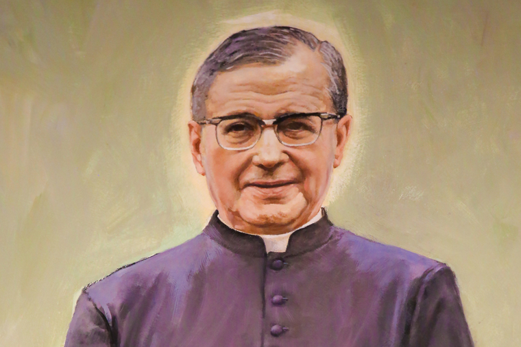 A fresco in the Church of St. Nicholas in Valencia, Spain, depicts St. Josemaría Escrivá, founder of Opus Dei.