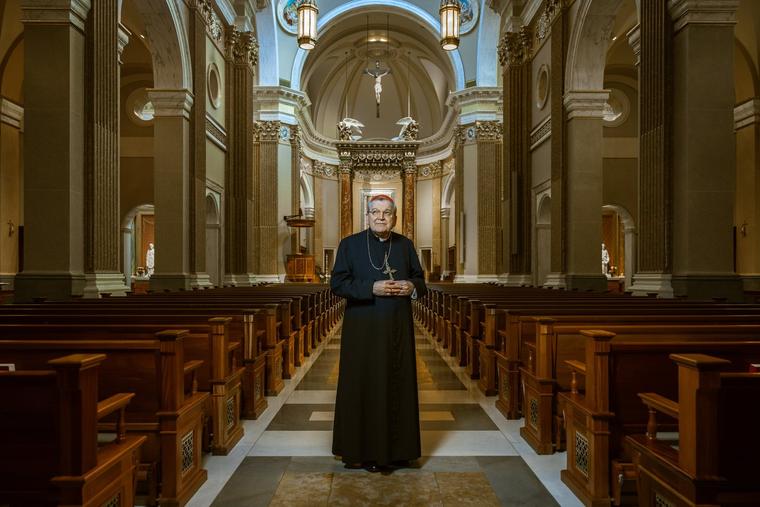 Cardinal Raymond Leo Burke in the Shrine of Our Lady of Guadalupe