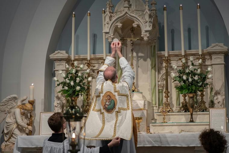 A traditional Latin Mass is celebrated.