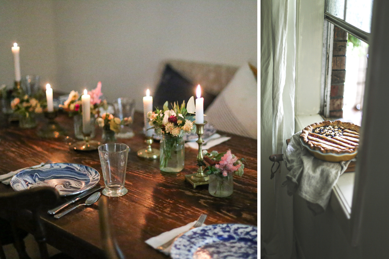 ‘It is the work of the Catholic home to be a credible witness of faith in service of the Church through hospitality,’ writes Emily Malloy. L to R: A lovely table and a patriotic pie.
