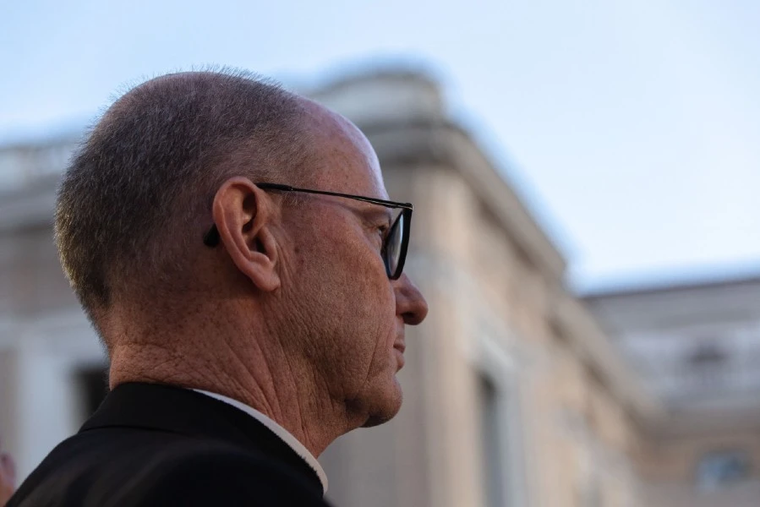Bishop James Conley of Lincoln, Nebraska in St. Peter’s Square, a day before the canonization Mass of St. John Henry Newman, Oct. 12, 2019.