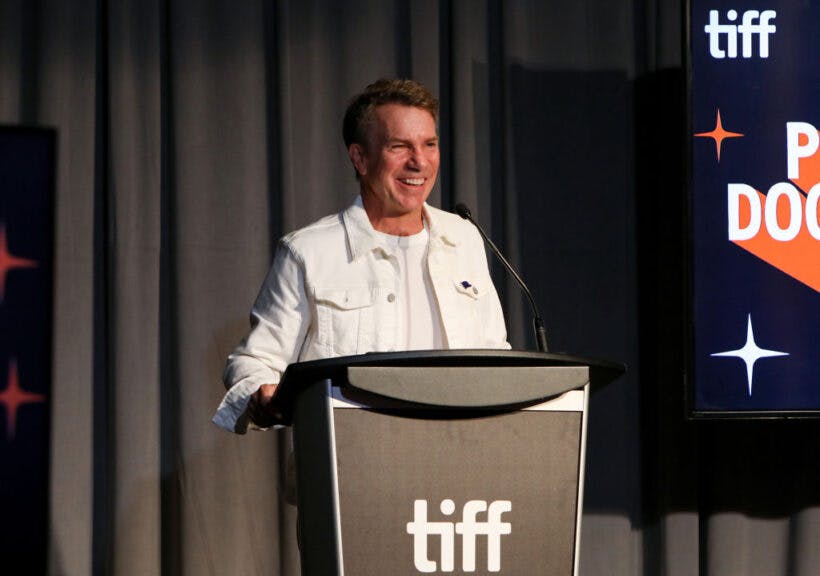 TORONTO, ONTARIO - SEPTEMBER 15: Mike Downie accepts the "People's Choice Documentary Award" for "The Tragically Hip: No Dress Rehearsal" onstage at the TIFF 2024 Awards Ceremony during the 2024 Toronto International Film Festival at Luma on September 15, 2024 in Toronto, Ontario. (Photo by Jeremy Chan/Getty Images)