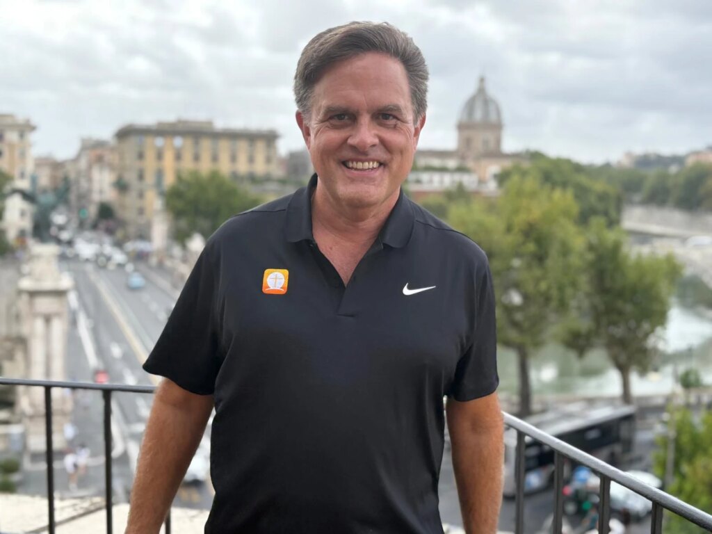 The app's founder, Pablo Licheri, speaks to ACI Prensa in Rome during a recent interview. Credit: Victoria Cardiel/EWTN News