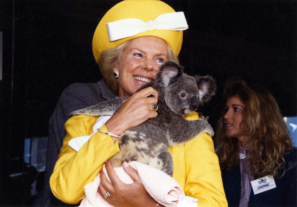 Her royal highness the duchess of Kent holds a koala during a 1988 visit to Brisbane, Australia. Credit: Queensland State Archives, CC BY 3.0 AU, via Wikimedia Commons