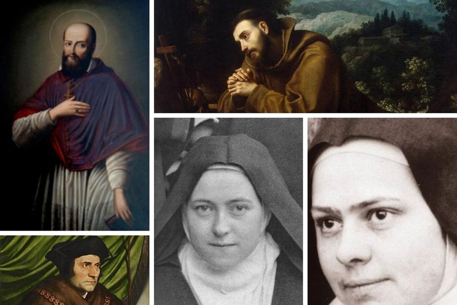 Clockwise from top left: Sts. Francis de Sales, Francis of Assisi, Elizabeth of the Trinity, Thérèse and Thomas More show what a life lived for God and others looks like.