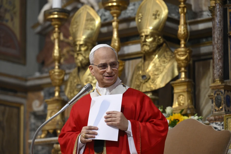 Pope Leo XIV is shown here at the Holy Mass for the opening of the general chapter of the Order of Saint Augustine on Sept. 1, 2025 .