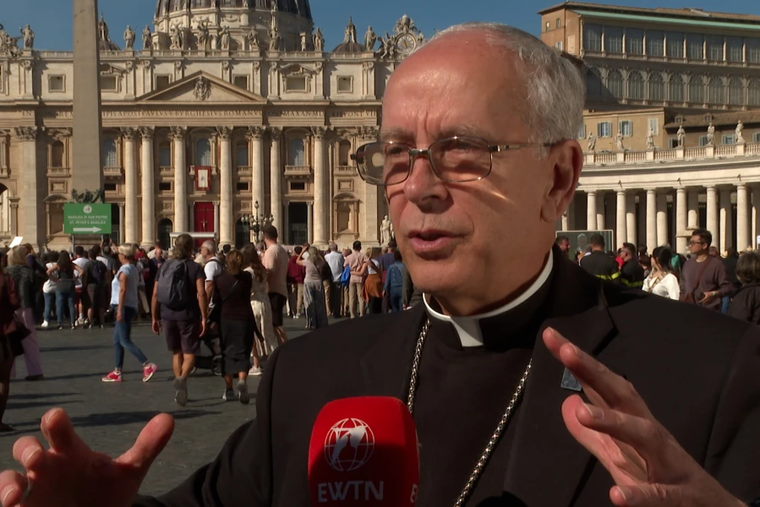 Bishop Mark Seitz of El Paso, Texas, speaks with EWTN News on Oct. 9, 2025, at the Vatican.