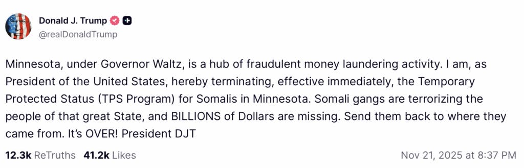 Trump Is Done With Somali Migrants In Minnesota