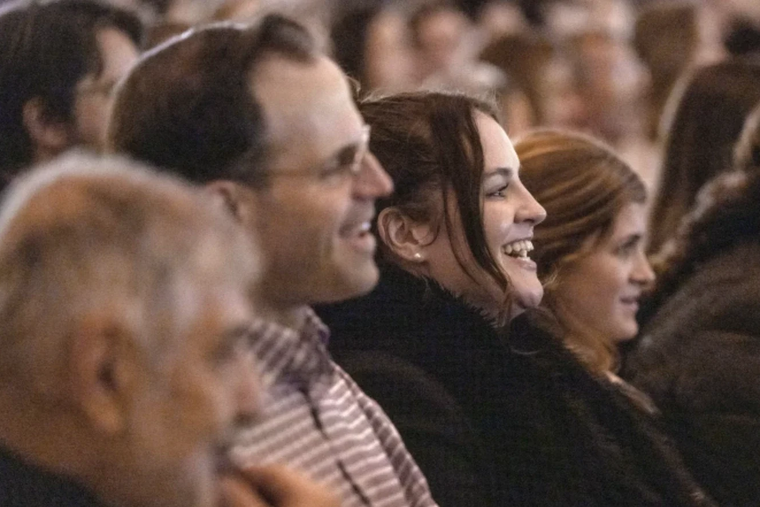 Attendees listen to a panel discussion at the New York Encounter in 2024.
