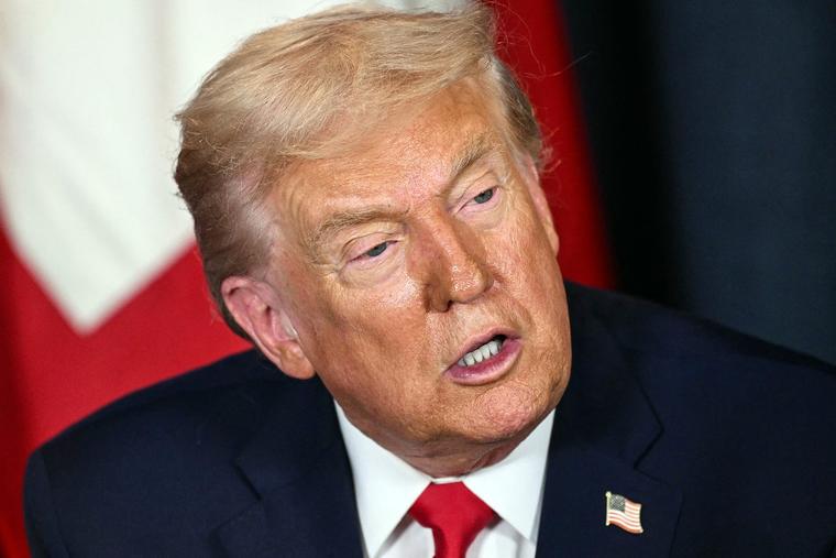 US President Donald Trump speaks during a meeting at the World Economic Forum (WEF) gathering in Davos, Switzerland, on Wednesday.