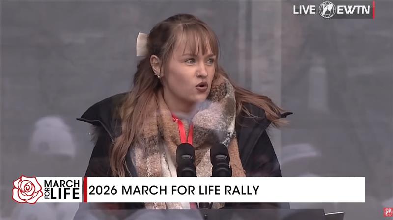 Sarah Hurm speaks at the March for Life on Jan. 23, 2026.